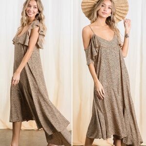 Animal Print Woven Midi Dress